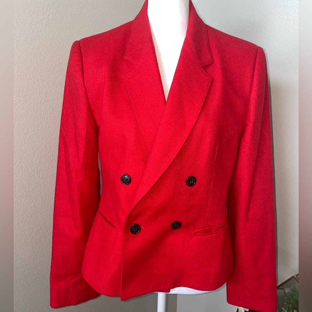 Vintage David Benjamin Collection Red Wool Women Career Causal  Blazer